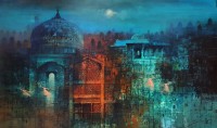 A. Q. Arif, 25 x 42 Inch, Oil on Canvas, Cityscape Painting, AC-AQ-555